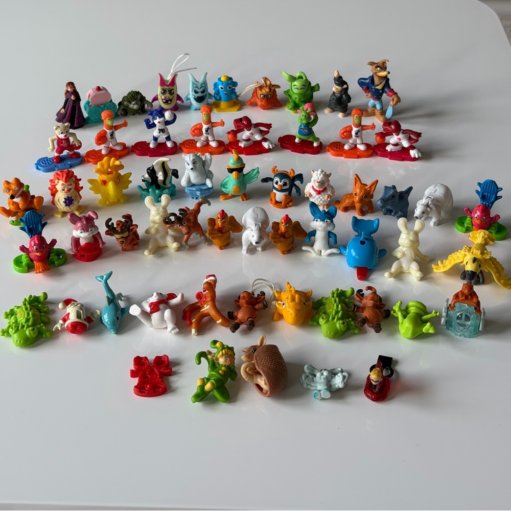 Colorful Kinder Surprise & Mix Toys Lot - 58 Animals Figurine Set